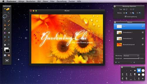 Pixelmator-Benutzeroberfläche